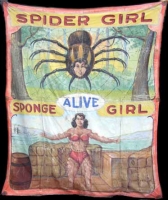 Fred Johnson Sideshow Banner Spider Girl and Sponge Girl